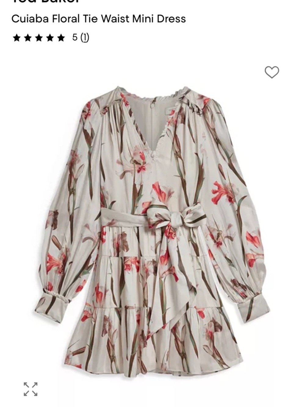 Ted Baker Cream Mini Dress with Pink Floral Trim